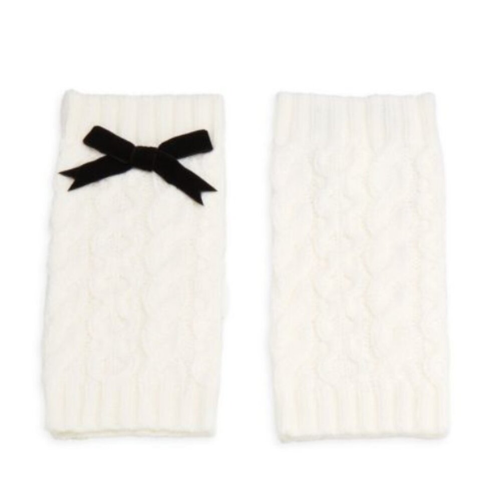 Kate Spade Cable Knit Bow Arm Gloves One Size Cream - Picture 2 of 2